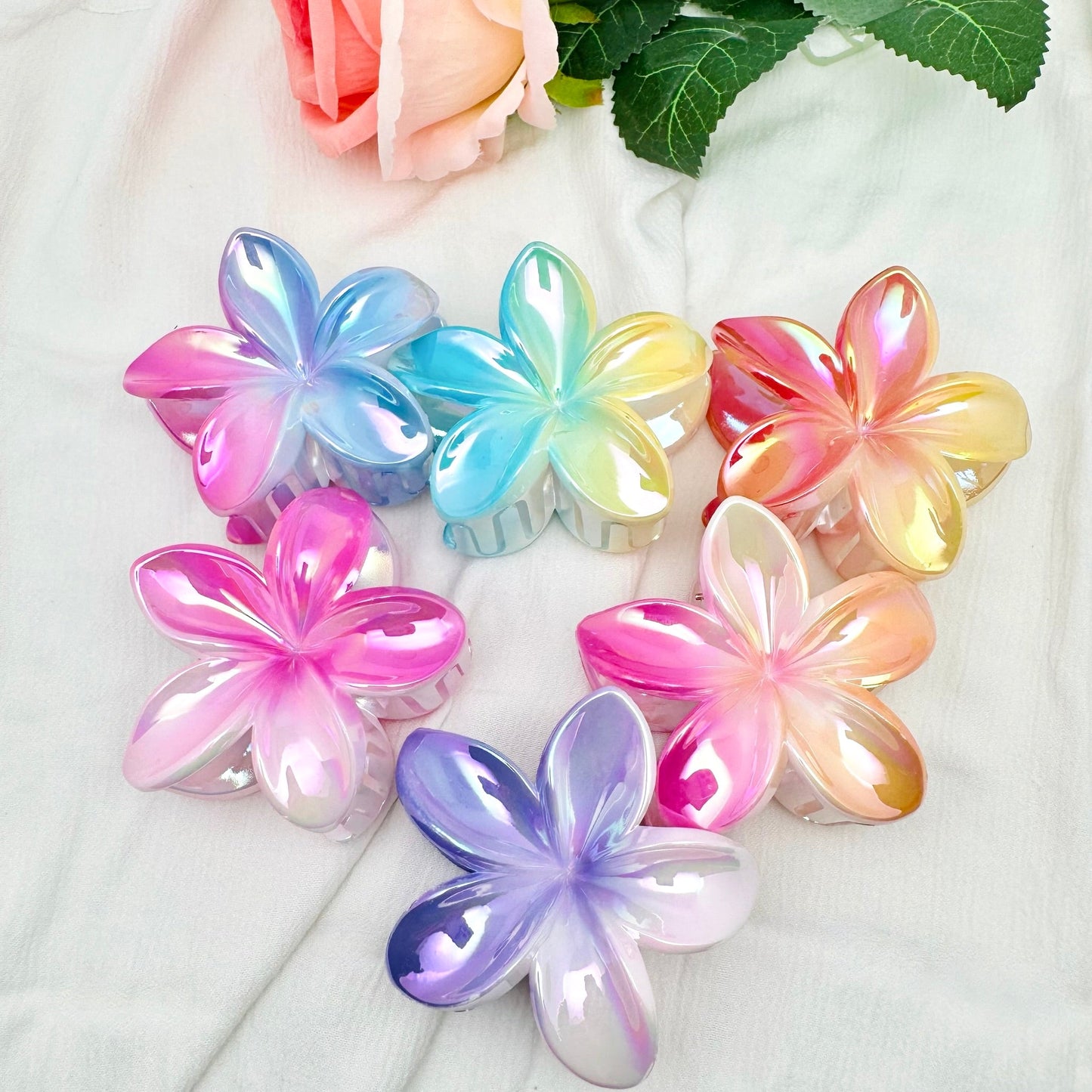 Pince à Cheveux Fleur Hawaïenne brillante