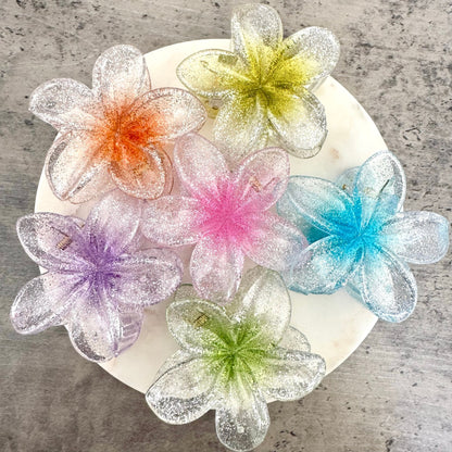 Pince à Cheveux Fleur Hawaïenne brillante